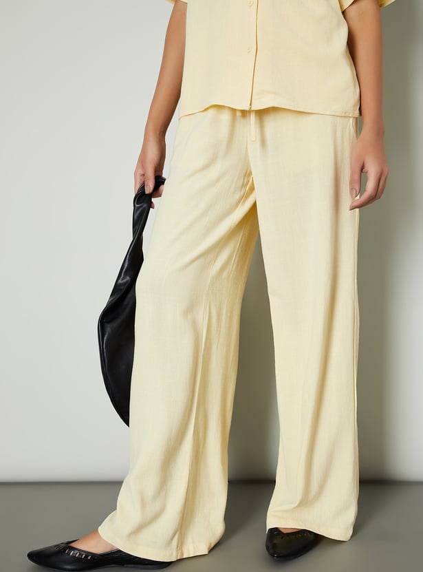 Women Solid Wide Leg Trousers