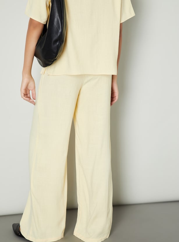 Women Solid Wide Leg Trousers