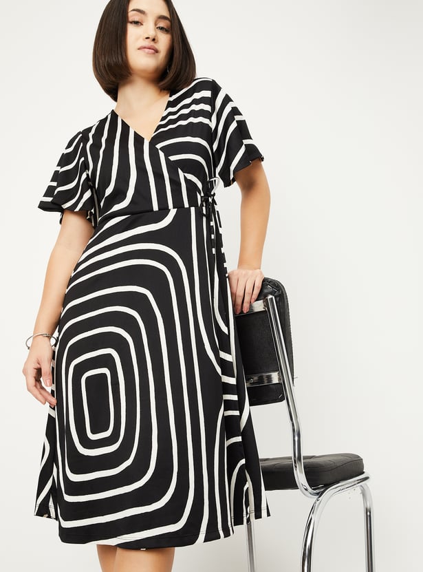 Women Animal Print Wrap Dress