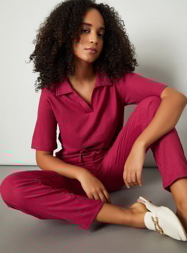Women Textured Polo T-shirt