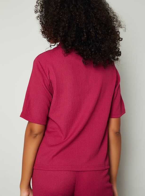 Women Textured Polo T-shirt