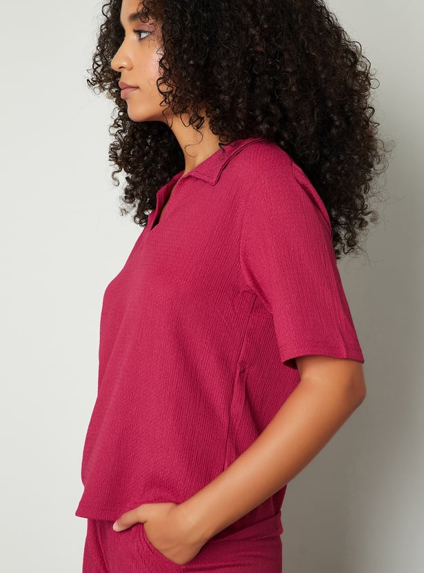 Women Textured Polo T-shirt