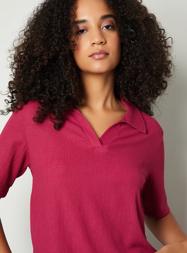 Women Textured Polo T-shirt