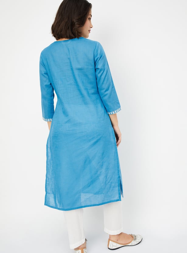 Buy Women Yoke Embroidered Straight Kurta Online at just Rs. 599.0