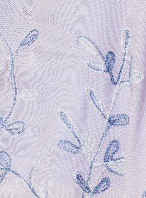 Women Floral Print Scarf with Tassels