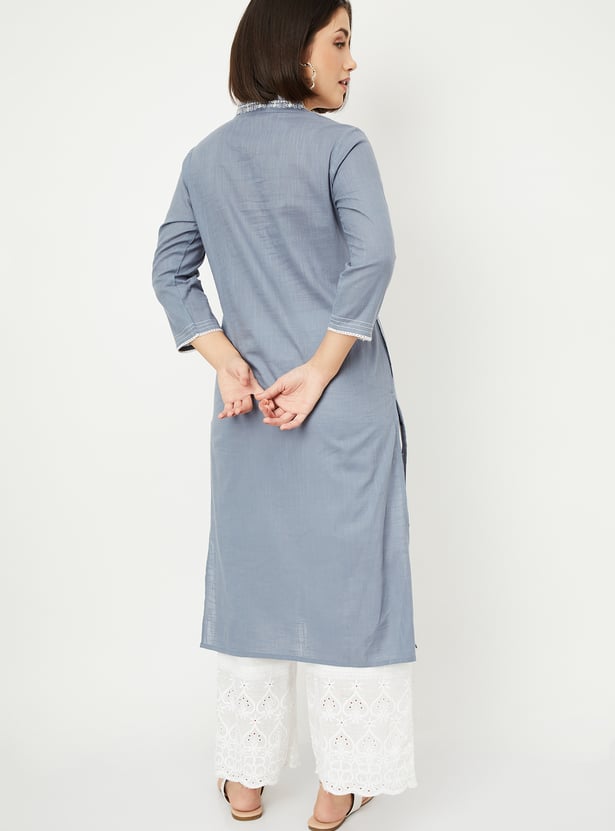 Women Embroidered Straight Kurta