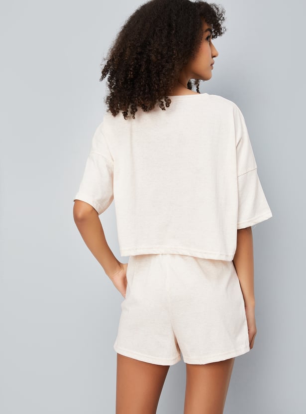 Women Mickey Print Shorts Set