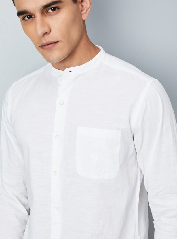 Men Solid Slim Fit Linen Shirt
