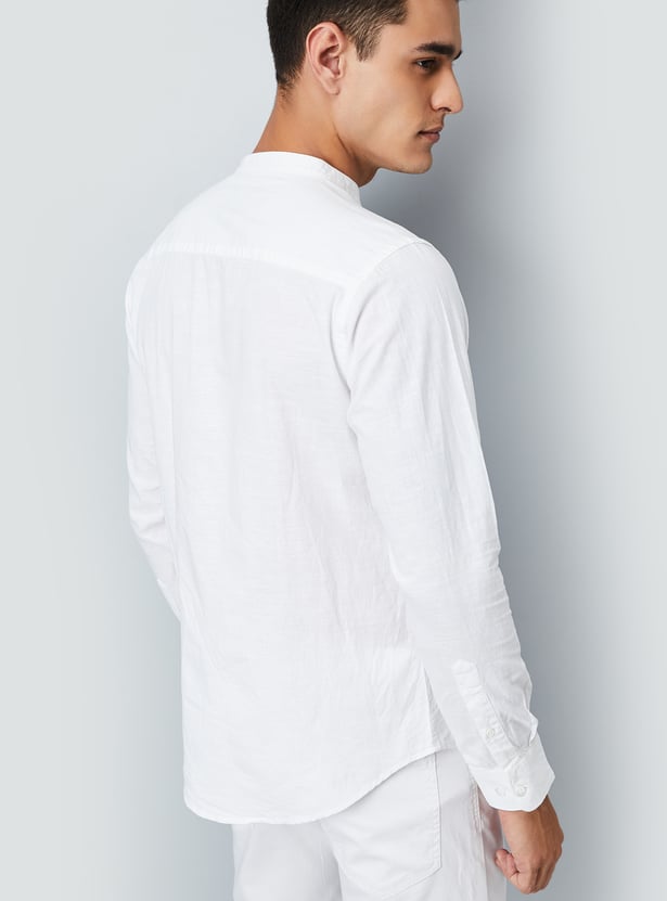 Men Solid Slim Fit Linen Shirt