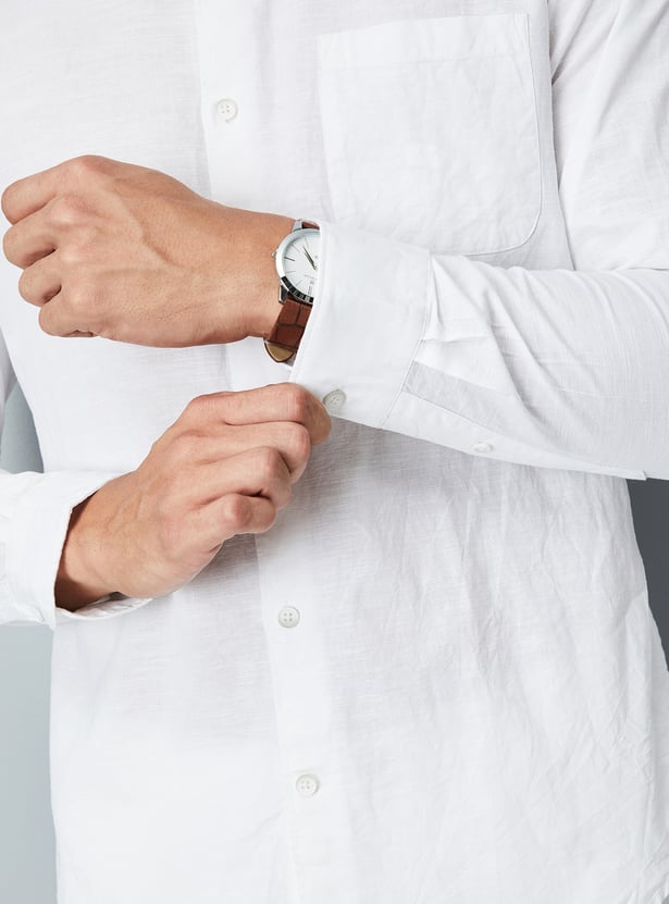 Men Solid Slim Fit Linen Shirt