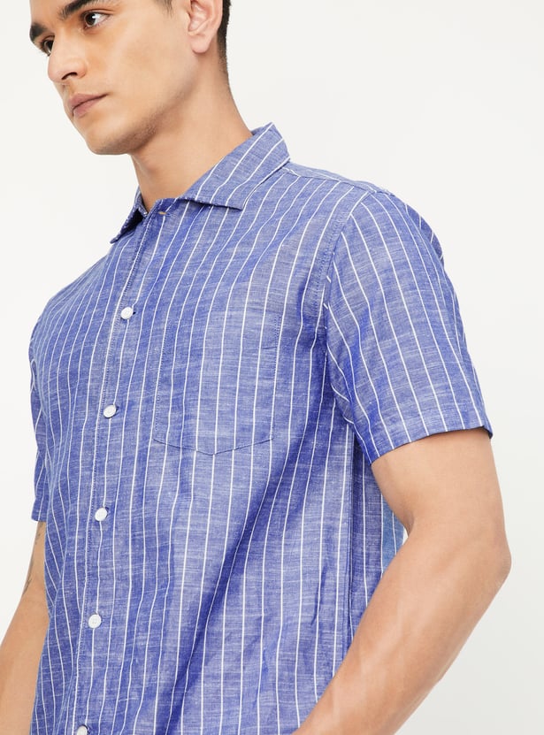 Men Striped Slim Fit Linen Shirt