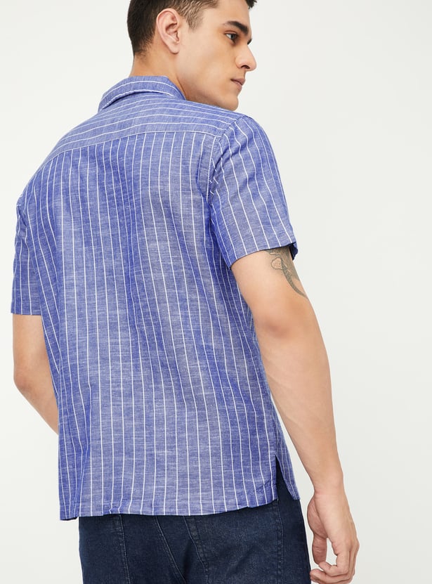Men Striped Slim Fit Linen Shirt