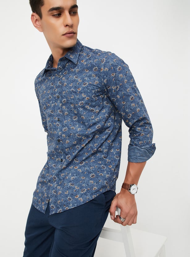 Men Floral Print Slim Fit Shirt