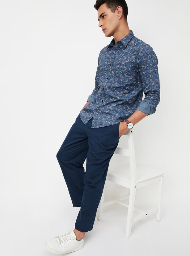 Men Floral Print Slim Fit Shirt