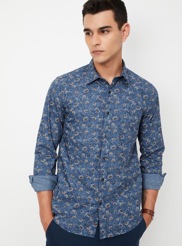 Men Floral Print Slim Fit Shirt