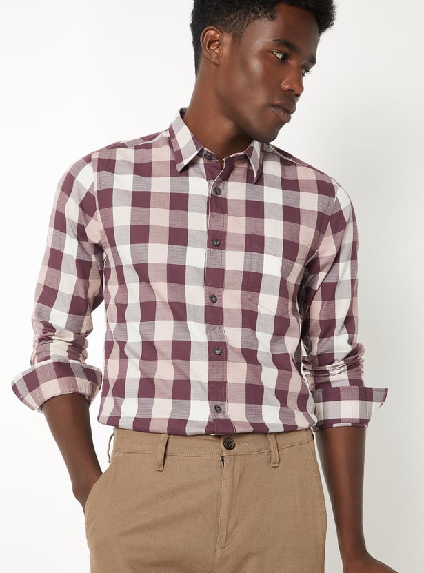 Buy Men Checked Slim Fit Shirt Online at just