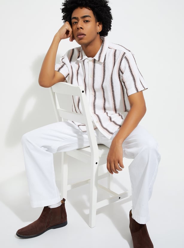 URB_N Men Embroidered Oversized Fit Shirt