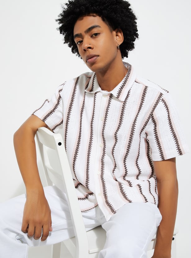 URB_N Men Embroidered Oversized Fit Shirt