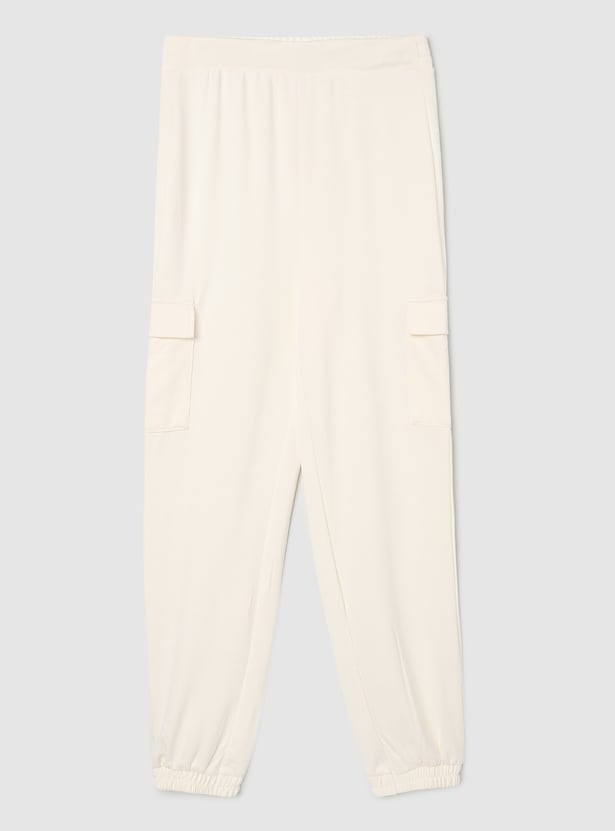 Girls Textured Cargo Joggers