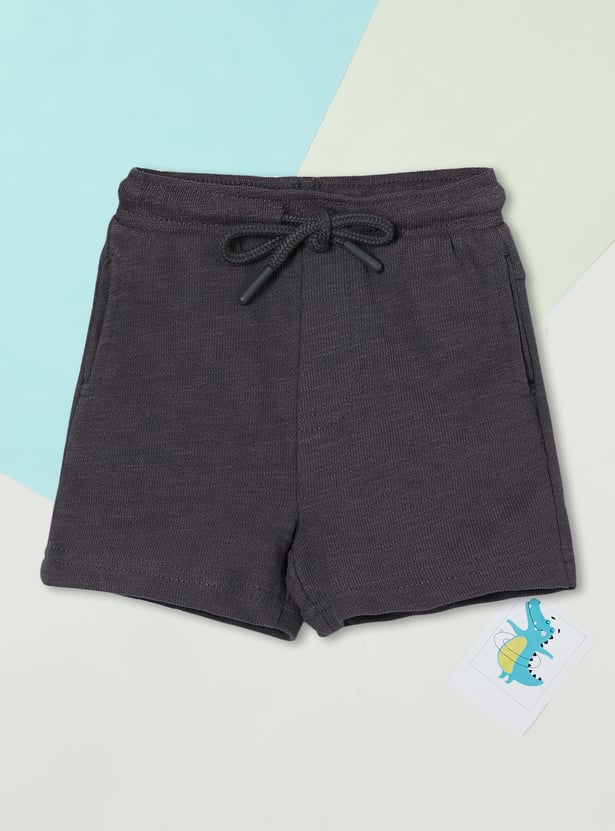 Boys Textured Shorts Set