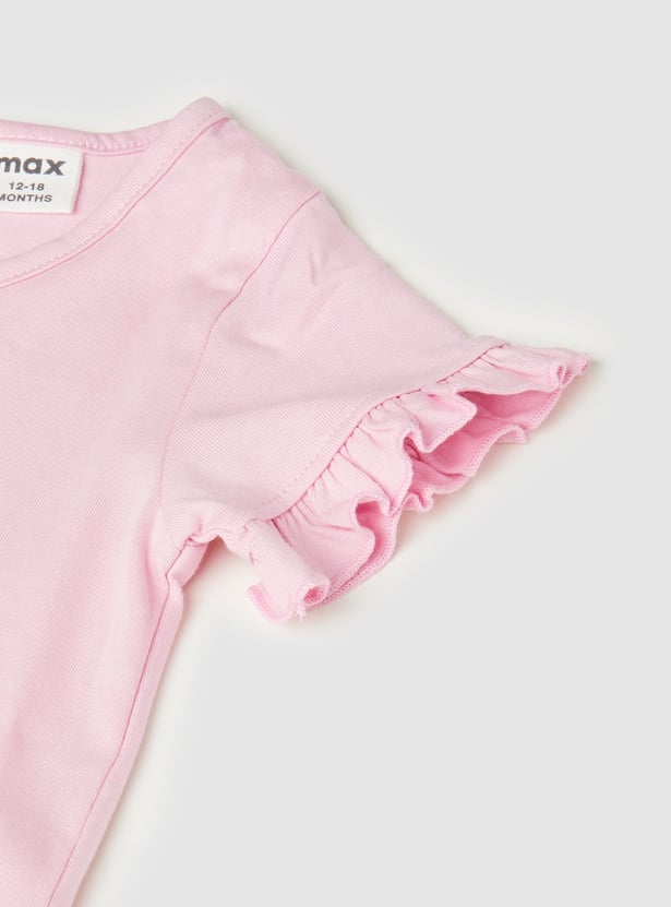 Girls Floral Print Dress with T-shirt