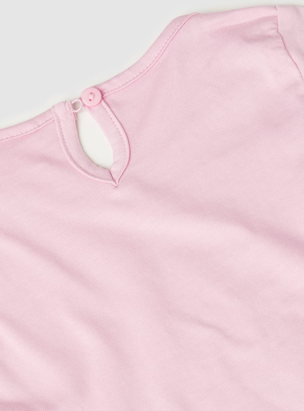 Girls Floral Print Dress with T-shirt