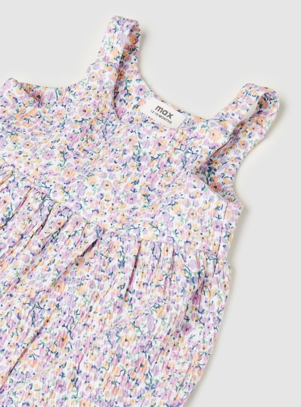 Girls Floral Print Dress with T-shirt