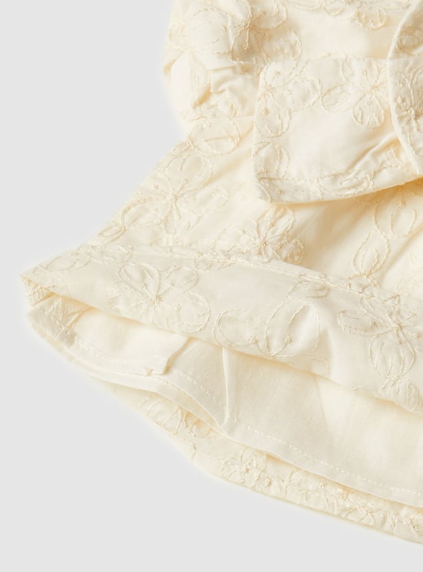 Girls Embroidered Bow Accent Top