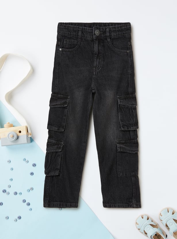 Boys Washed Regular Fit Cargo Jeans