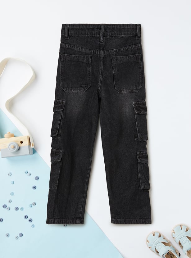 Boys Washed Regular Fit Cargo Jeans