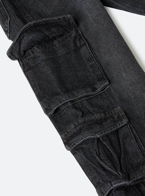 Boys Washed Regular Fit Cargo Jeans