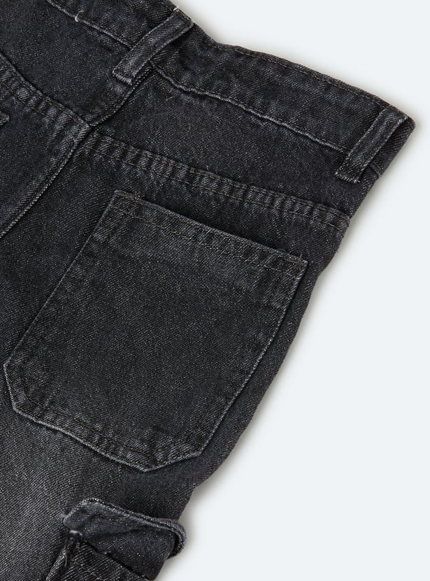 Boys Washed Regular Fit Cargo Jeans