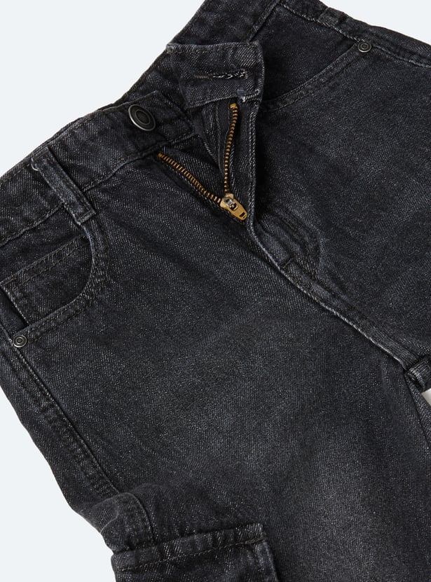 Boys Washed Regular Fit Cargo Jeans