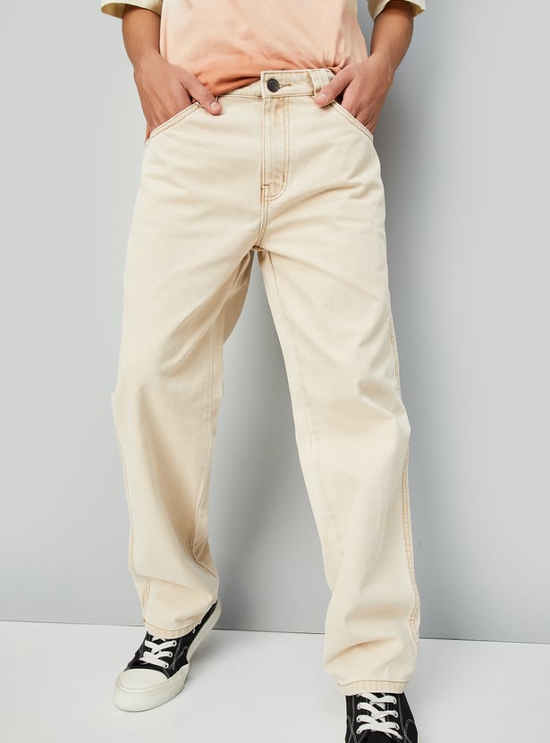 Boys Textured Slim Fit Jeans