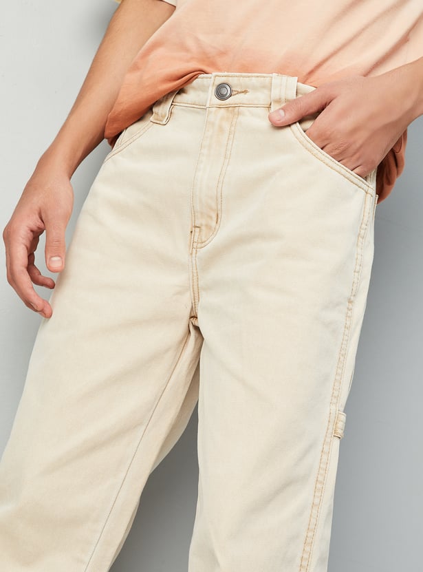 Boys Textured Slim Fit Jeans