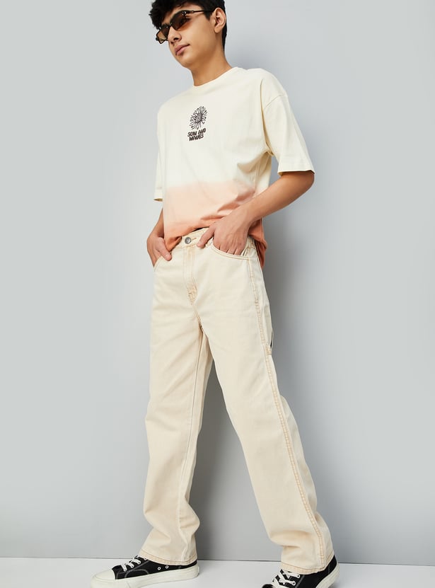 Boys Textured Slim Fit Jeans