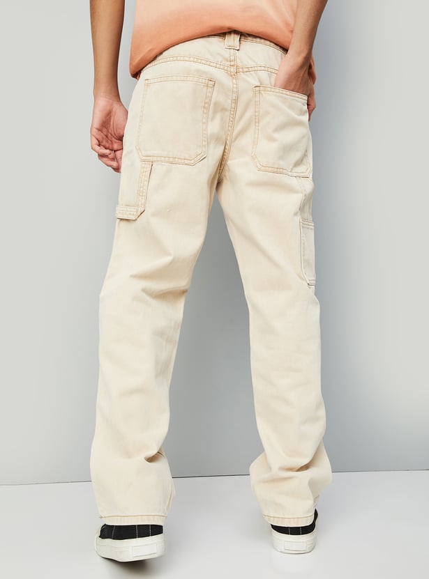 Boys Textured Slim Fit Jeans