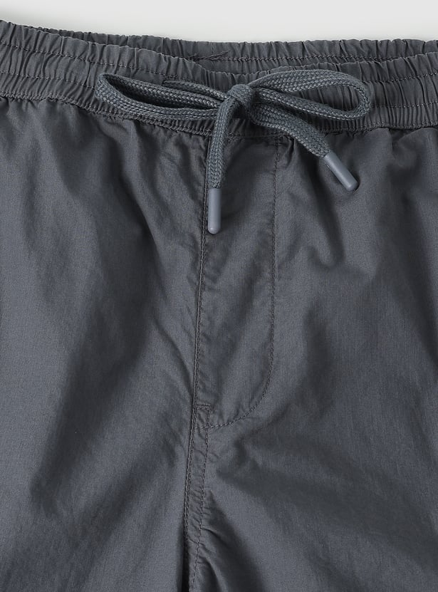 Boys Solid Relaxed Fit Cargo Trousers
