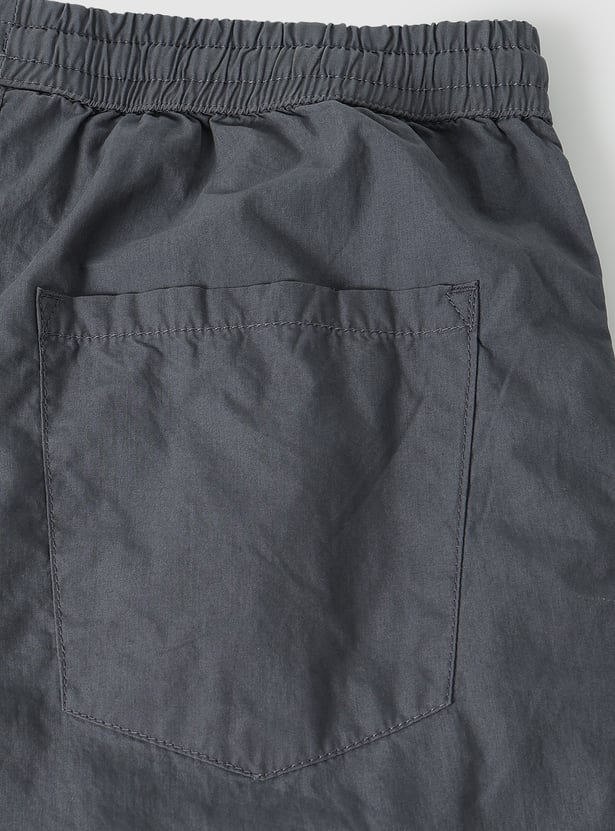 Boys Solid Relaxed Fit Cargo Trousers