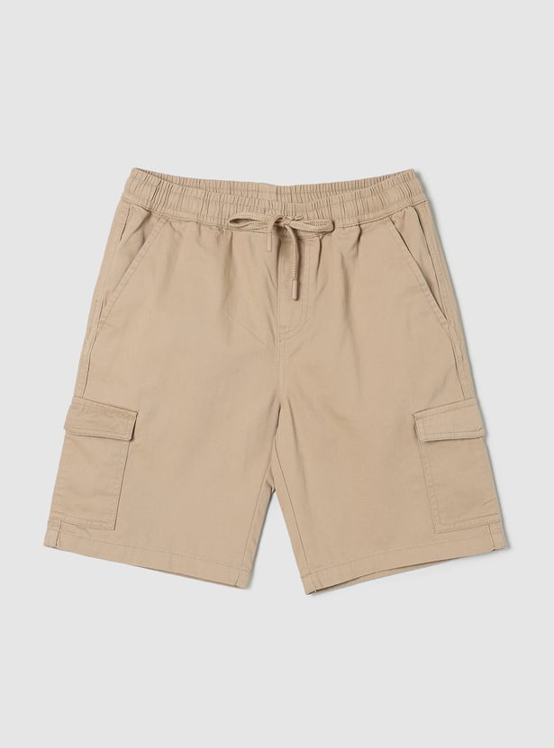 Boys Solid Cargo Shorts