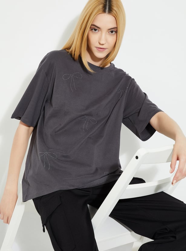 Buy ALAYA F x URB_N Women Embellished T-shirt Online at just Rs