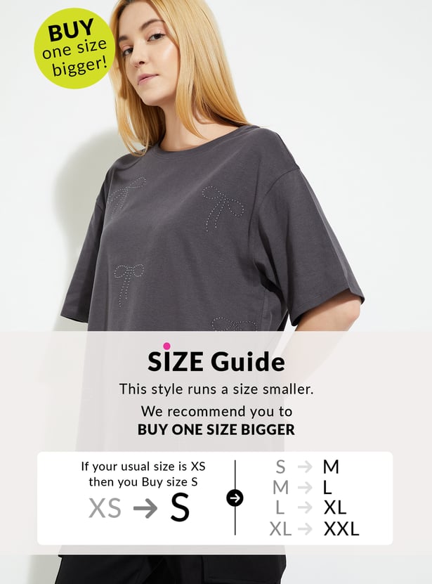 トップス myaaa Buy ALAYA F x URB_N Women Embellished T-shirt Online at just Rs