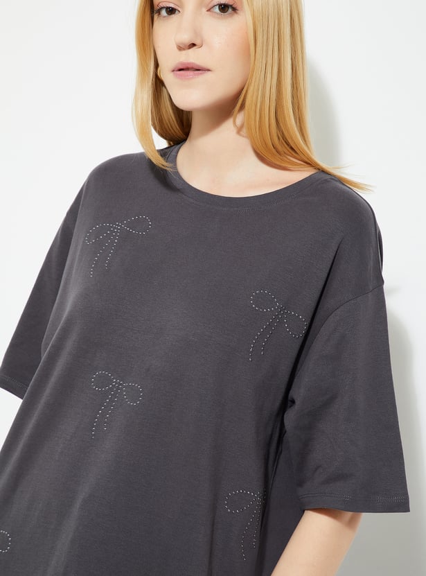 Buy ALAYA F x URB_N Women Embellished T-shirt Online at just Rs