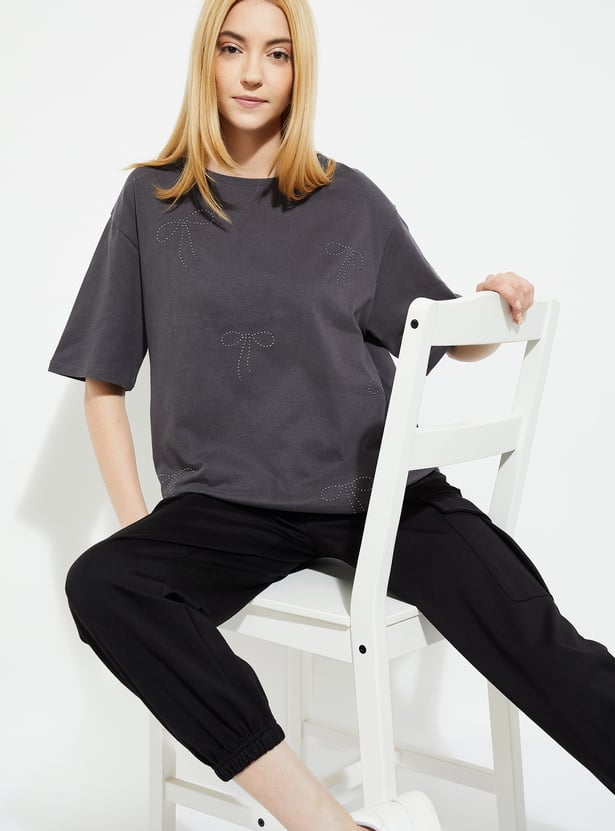 ALAYA F x URB_N Women Embellished T-shirt