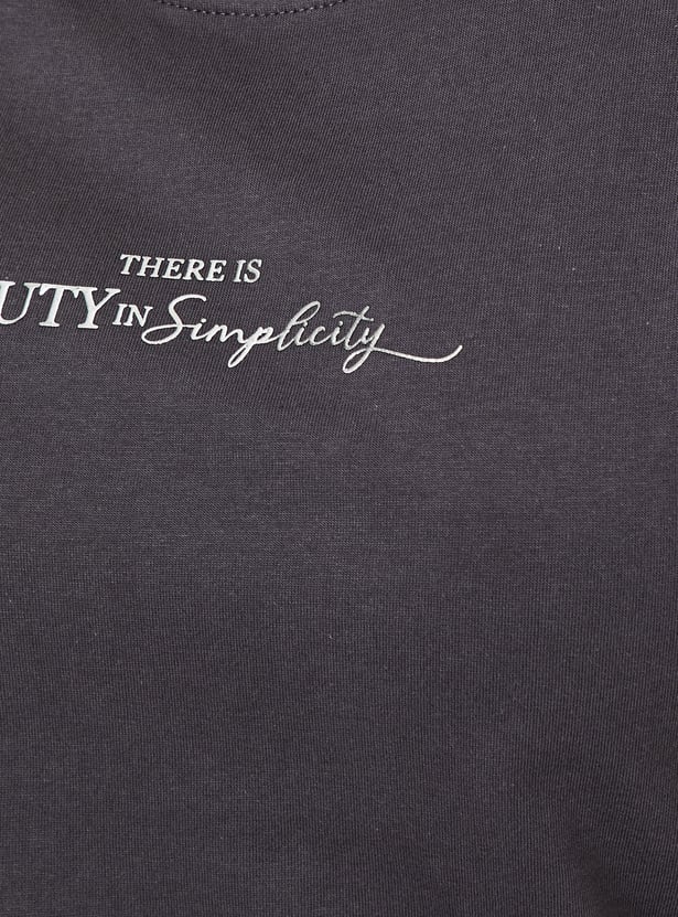 Women Text Embroidered T-shirt