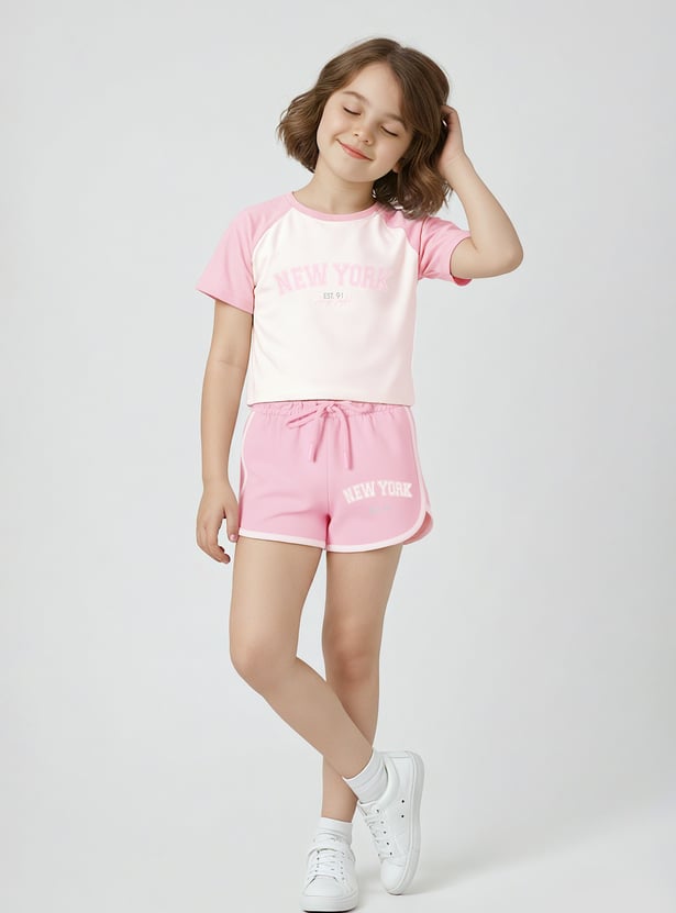 Girls Colourblock Shorts Set