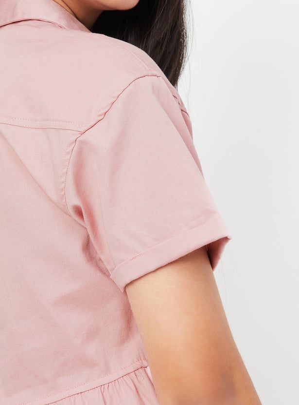 Girls Solid Fit and Flare Dress