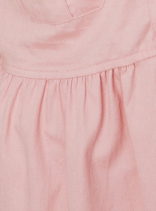 Girls Solid Fit and Flare Dress