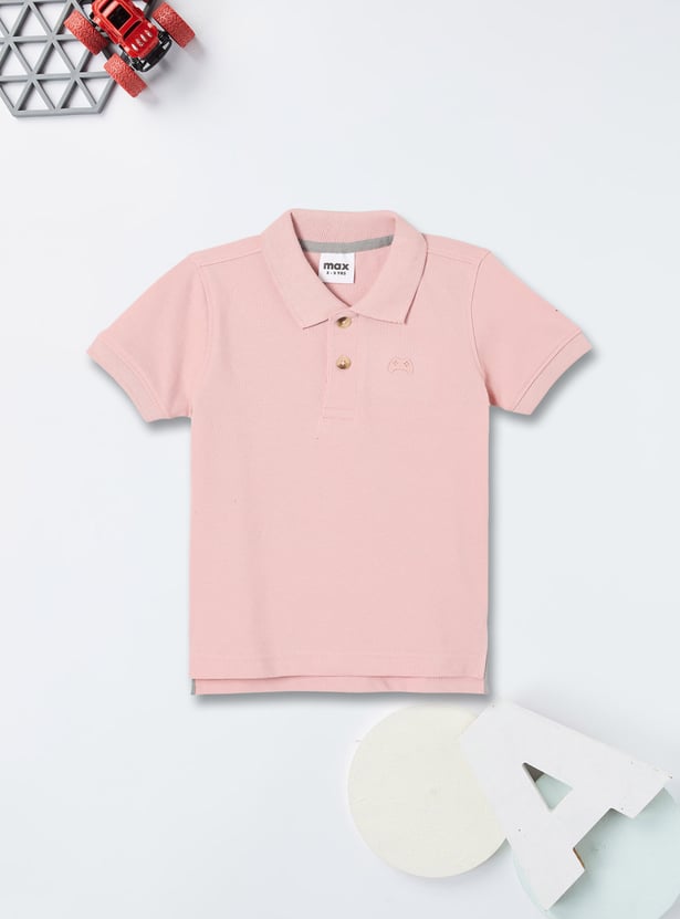 Boys Textured Polo T-shirt