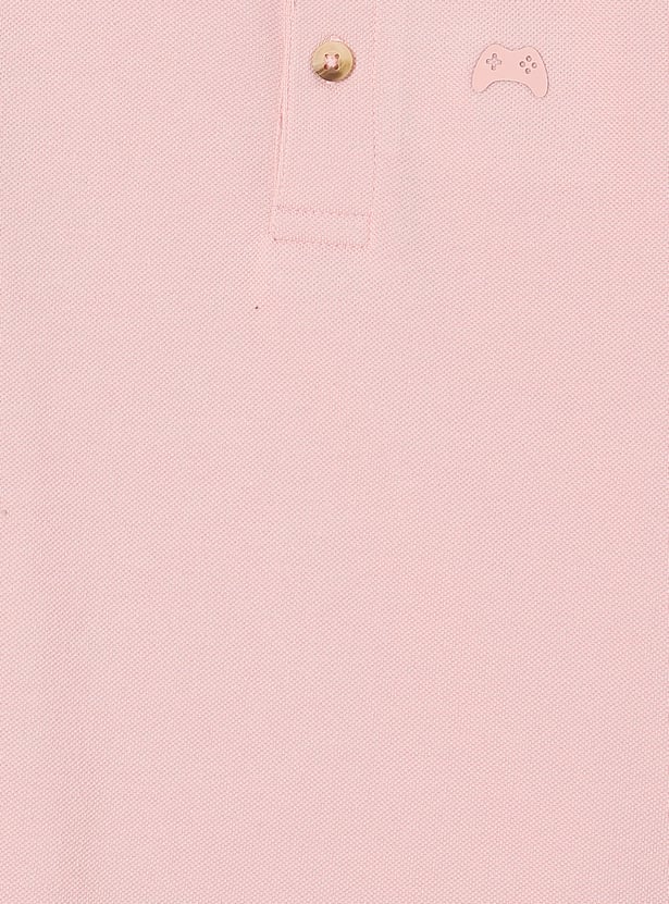 Boys Textured Polo T-shirt